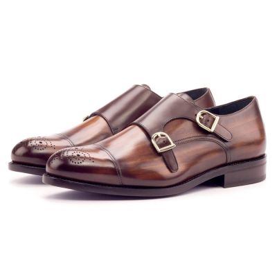 sapatos para homens baixos - sapato alto masculino - sapatos sociais de couro marrom monge - 7CM mais altos