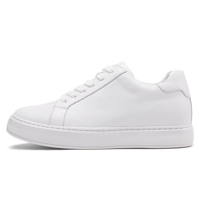 sapato masculino com salto interno - sapatos masculinos de couro de couro branco que o tornam mais alto 7 CM