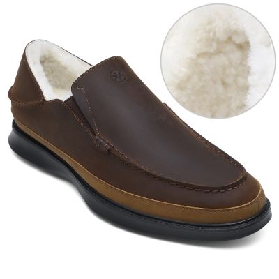 sapato cano alto masculino - forro de lã artesanal mocassins marrons masculinos de inverno 6cm