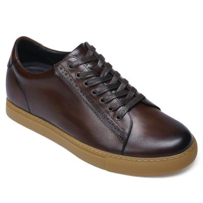 Sapato Aumenta Altura - Sapatenis Com Salto - Sapatos masculinos de couro marrom 6cm