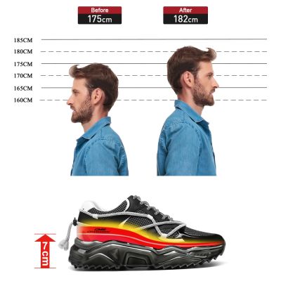 Tenis Com Salto Masculino - tênis casual masculino preto respirável feito à mão 7cm