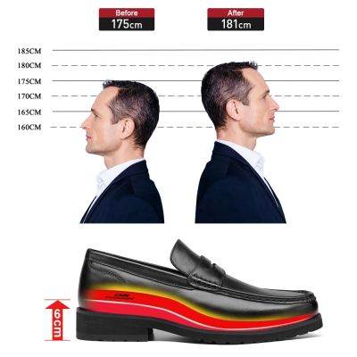 Sapato Masculino Com Salto Interno - Sapato Social Masculino Com Salto - mocassins masculinos pretos 6CM