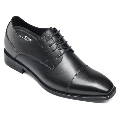 Sapato Social Com Salto Interno - Sapato Para Casamento Masculino - Sapatos Derby Pretos 7CM