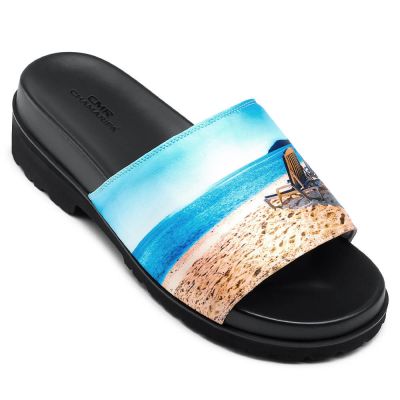 Sapato Alto Masculino - Sapato Masculino Salto Alto - Chinelos padrão de praia para homens 6 CM