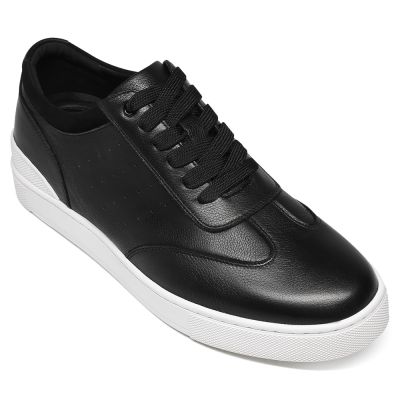 sapato cano alto masculino - tênis casual masculino de couro preto 5cm