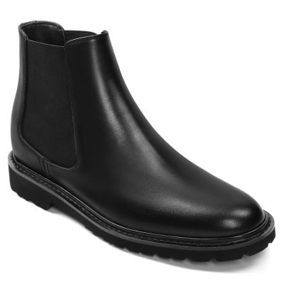 salto alto para homens - botas chelsea masculinas de couro preto 8cm