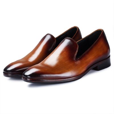 sapato masculino salto interno - Sapato Aumenta Altura - mocassim veneziano - marrom - 7CM mais alto