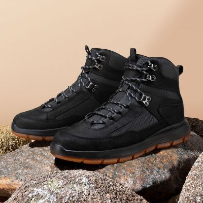 sapato masculino 8 CM mais alto - sapatenis masculino alto - botas de caminhada de cano alto ao ar livre pretas