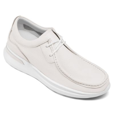 sapato masculino solado alto - sapato alto masculino - Tênis masculino casual couro off white 7 CM