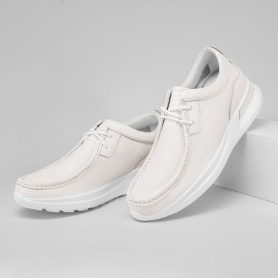 sapato masculino solado alto - sapato alto masculino - Tênis masculino casual couro off white 7 CM