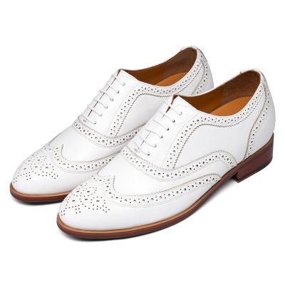 sapato alto masculino - sapatos para casamento masculino - boutique personalizado wingtip white classic oxfords 7 CM