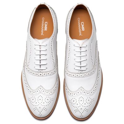 sapato alto masculino - sapatos para casamento masculino - boutique personalizado wingtip white classic oxfords 7 CM