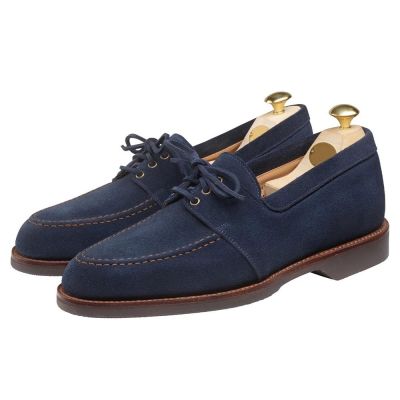 bota social masculina salto alto - Sapatos mocassins de camurça azul que deixam você mais alto 6 CM