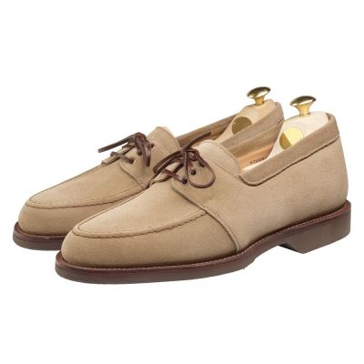 Sapato Com Salto Interno Artesanais - Sapatos Mocassins De Camurça Cáqui 6 CM