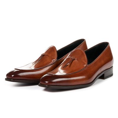 Sapato Social Masculino Com Salto Interno - Mocassins De Couro Marrom 6 CM