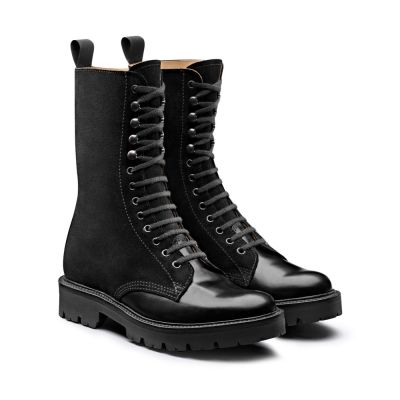 Sapato Aumenta Altura - Palmilha Para Sapato De Salto - botas derby de couro preto - 7CM mais alto