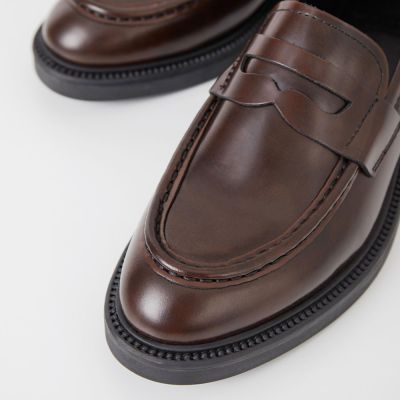 Sapato Mulheres Com Salto - Sapato Mulheres Com Salto Interno - Mocassim de couro marrom escuro 6 CM