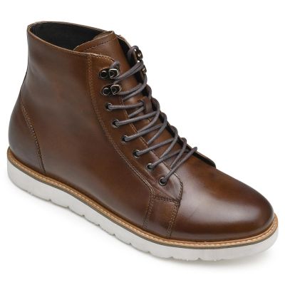 tenis masculino com salto - tenis que aumenta altura - botas de couro marrom - 7CM mais altas