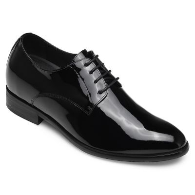 sapato social masculino salto - sapato alto para homem - sapatos sociais derby de couro envernizado - 8CM mais altos