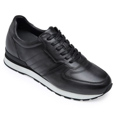 Sapato alto masculino - Tenis que aumenta altura - Sapatos masculinos casuais de couro - Você +8cm Alto