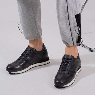 Sapato alto masculino - Tenis que aumenta altura - Sapatos masculinos casuais de couro - Você +8cm Alto