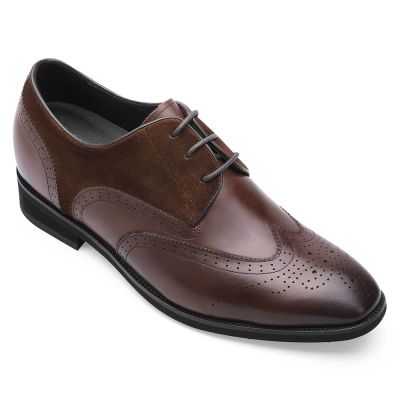 Sapato Social Com Salto - sapatos de salto alto - sapatos derby corporativos de couro marrom 7CM