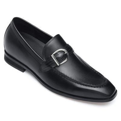 Sapato Masculino Salto Interno - Palmilha Aumenta Altura - sapatos de couro preto para homens - 6CM mais alto