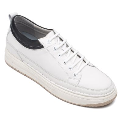 Sapato Com Salto Interno - Sapato Masculino Com Salto Alto Embutido - sapatos masculinos mais altos de couro de vaca branco 5 CM