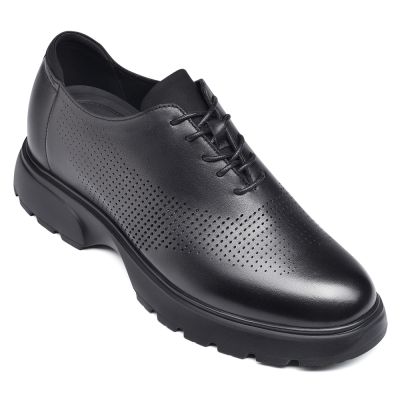 Sapato Social Com Salto - Homens De Salto Alto - sapatos sociais pretos respiráveis para homem 7 CM