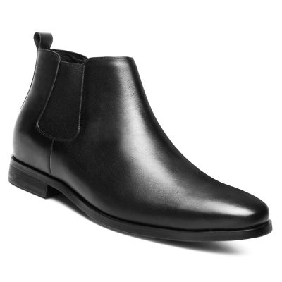 Botas carrapeta - Bota salto alto masculina - Botas Chelsea pretas para homem - Você +6cm Alto