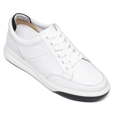 sapato masculino com salto - sapato masculino salto - tênis de couro branco - 7CM mais alto