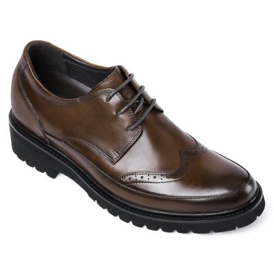 sapatos que aumentam a altura do homem - tenis com salto masculino - sapatos marrons formais - 7CM mais alto