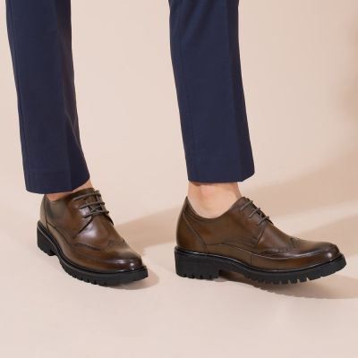 sapatos que aumentam a altura do homem - tenis com salto masculino - sapatos marrons formais - 7CM mais alto