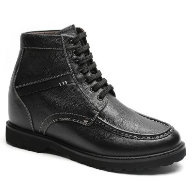 Sapato masculino com salto - Sapato masculino aumenta altura - Sapatos de homem pretos de cano alto - Sapato masculino aumenta 9 cm