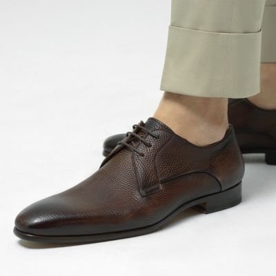 sapato social masculino com salto - salto interno masculino - tênis derby de couro marrom - 7CM mais alto