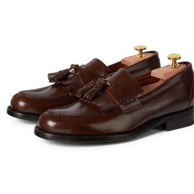 sapato social masculino com salto - palmilha aumenta altura - mocassins boutique feitos à mão marrom escuro 6 CM (Sem sapato por último)