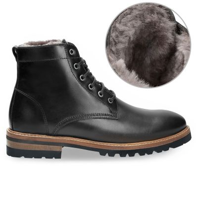 sapatos masculinos mais altos - botas masculinas forradas de pele - botas de couro preto de inverno quente para parecer mais alto 7 CM