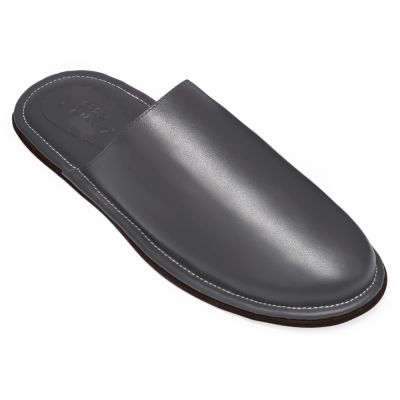 Chinelo de couro Nappa interior chinelo masculino luxuoso chinelos premium mula de viagem cinza