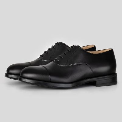 Vegan Elevator Shoes - Black Men's Cap Toe Classic Oxford Shoes to get taller 7cm / 2.76 Inches