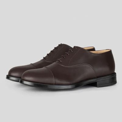 Vegan Shoes to Look Taller - Brown Men's Cap Toe Classic Oxford Elevator Shoes 7cm / 2.76 Inches