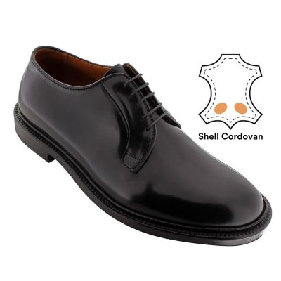 Sapato Masculino Salto Interno - Sapato Com Salto Interno - Sapato Cordovan Preto Shell 7 CM