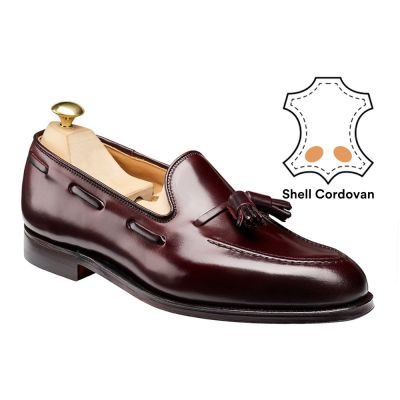 Sapato Social Com Salto - Mocassins com borla cordovan cor de vinho para homem 6 CM