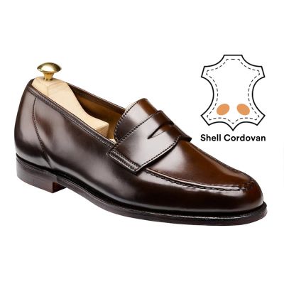 Sapato social cano alto - Mocassins clássicos cordovan castanho escuro para homem 6 CM