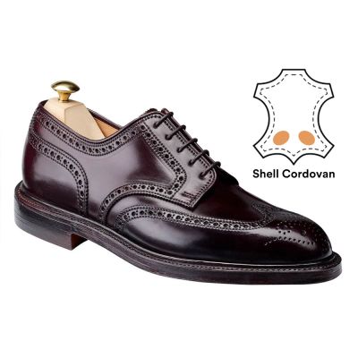 Sapato de cano alto masculino - Sapatos derby full brogue cordovan cor de vinho para homem 7cm