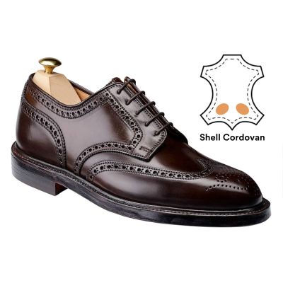 sapato social alto masculino - sapatos cordovan full brogue derby castanho escuro para homem 7cm