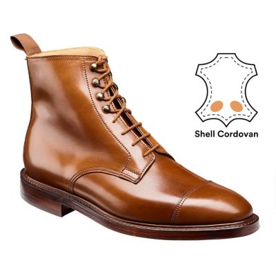 botas masculino salto alto - botas derby shell cordovan marrom amarelo com cano reto 7CM