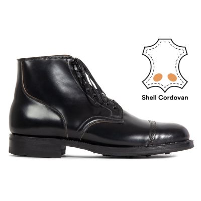 botas alto para homens - botas pretas shell cordovan brogue bico fino para homens 7CM