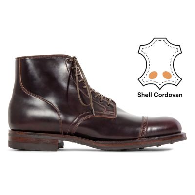 Sapato Masculino Com Salto Interno 7 CM - Borgonha Botas Shell Cordovan Brogue