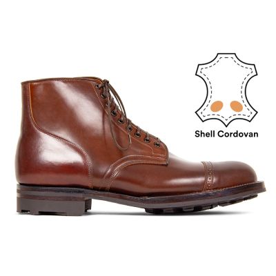 Sapato Masculino Salto Alto - Botas de Homem Shell Cordovan Brogue Castanho 7CM