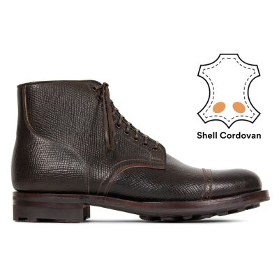 Sapato Masculino Salto Alto - Escotilha grão Concha Cordovan brogue boots dark cognac 7 CM